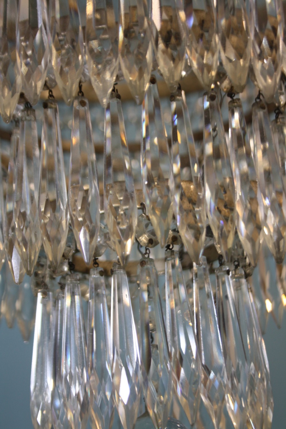 Large chandelier with Swags to the top and four layers of spikes View X