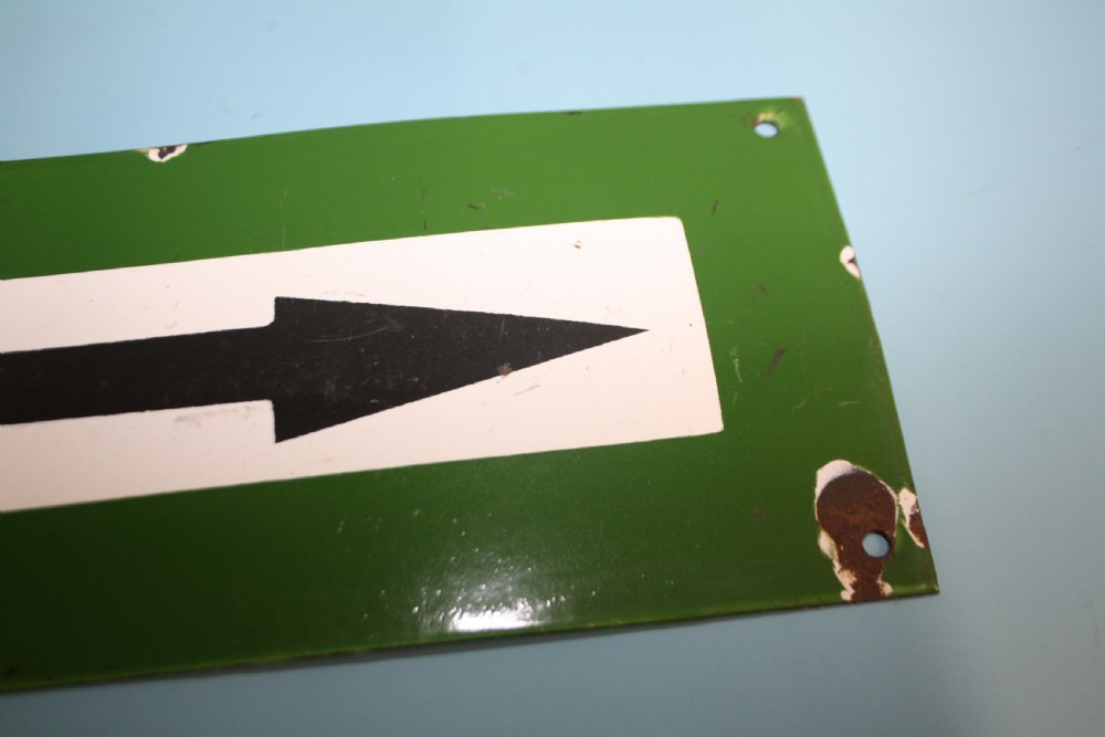 Early 20th century enamel sign of an arrow View III