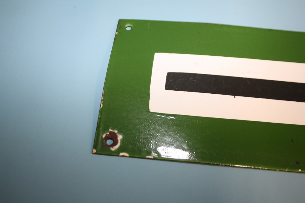 Early 20th century enamel sign of an arrow View V