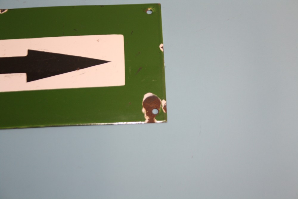 Early 20th century enamel sign of an arrow View VI