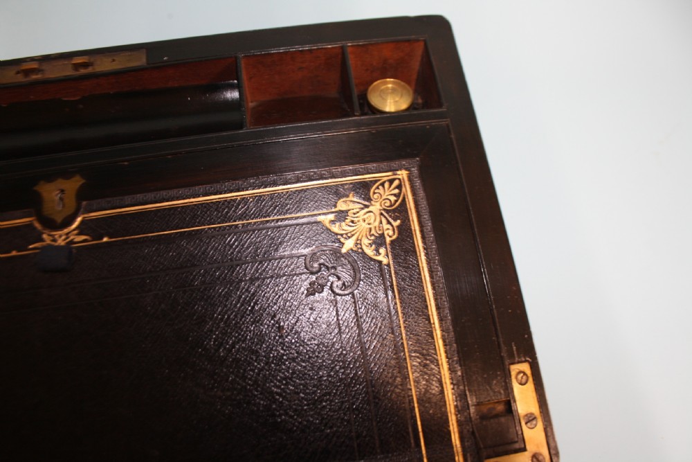 19th-century coromandel writing slope bound in brass with secret drawers View XIII