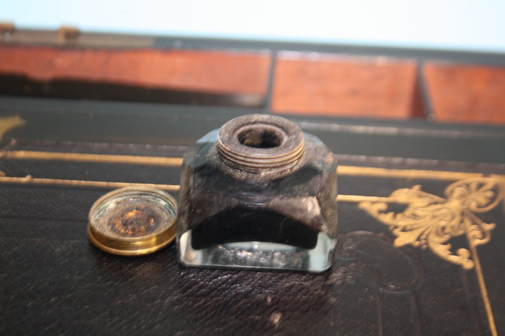19th-century coromandel writing slope bound in brass with secret drawers View XIV