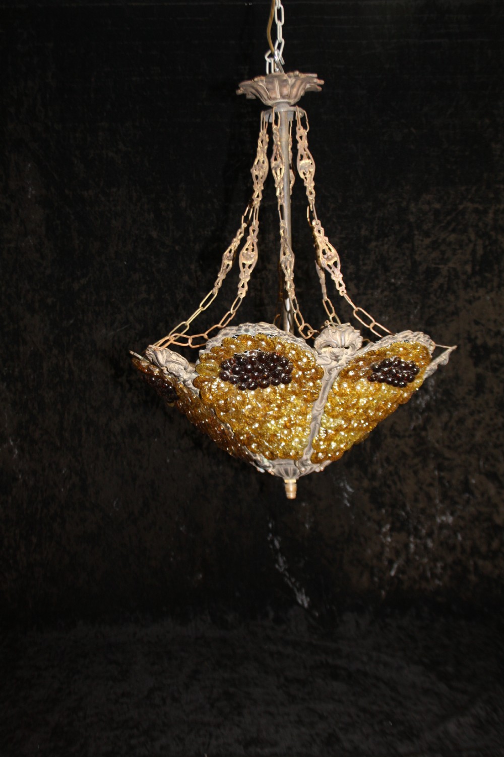 Dutch glass and wire fruity chandelier