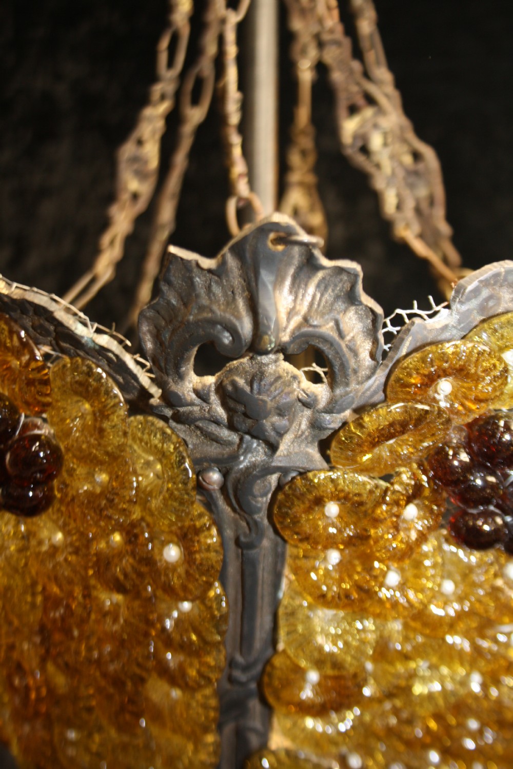 Dutch glass and wire fruity chandelier View VIII
