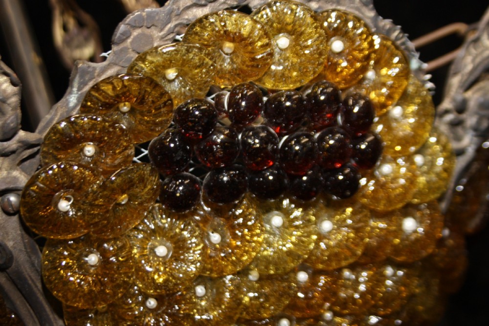 Dutch glass and wire fruity chandelier View IX