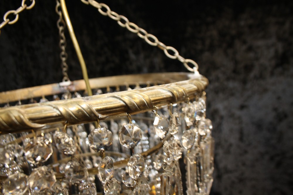 Early 20th century large four tier prism spike chandelier View V