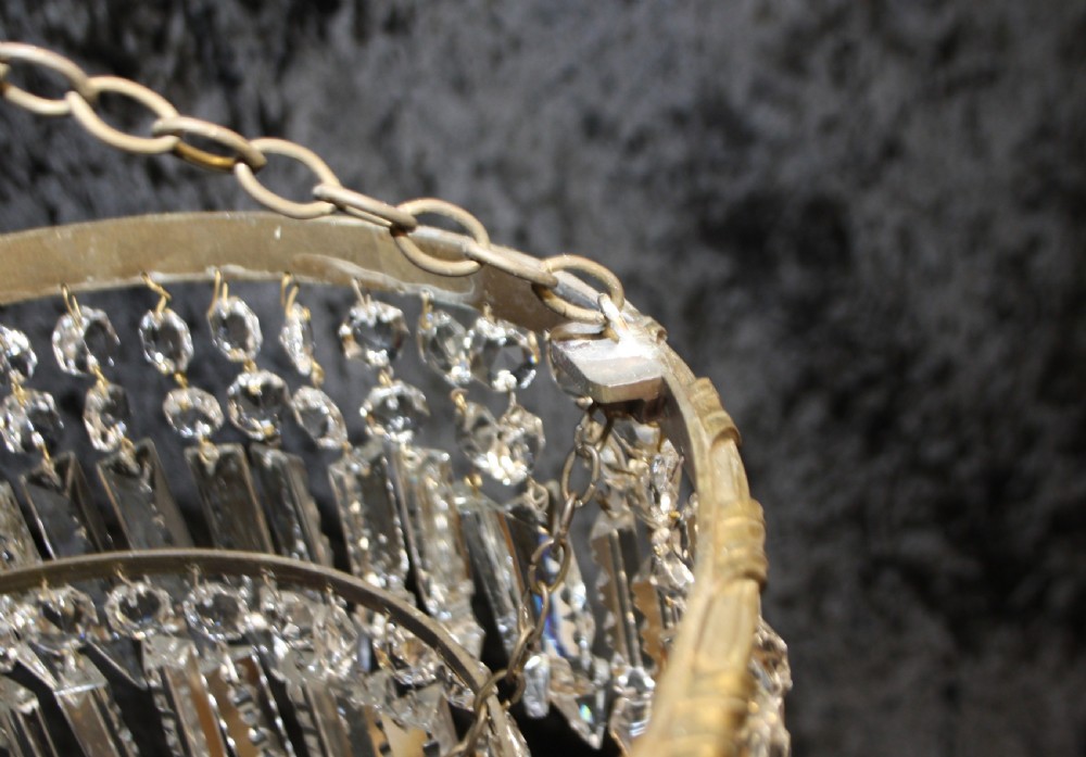 Early 20th century large four tier prism spike chandelier View VI