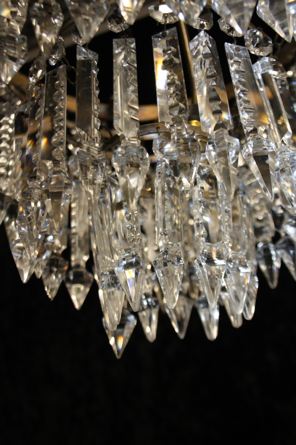 Early 20th century large four tier prism spike chandelier View VII