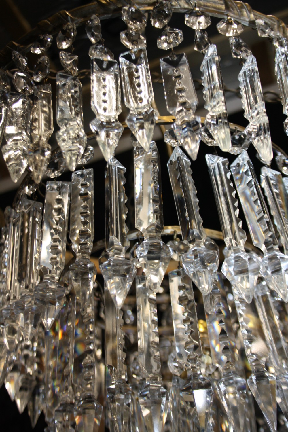 Early 20th century large four tier prism spike chandelier View VIII