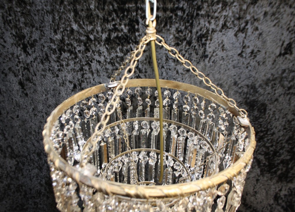 Early 20th century large four tier prism spike chandelier View IX