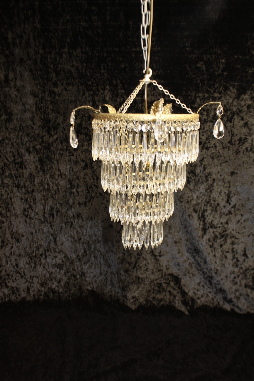 Early 20th century large four tier spike chandelier