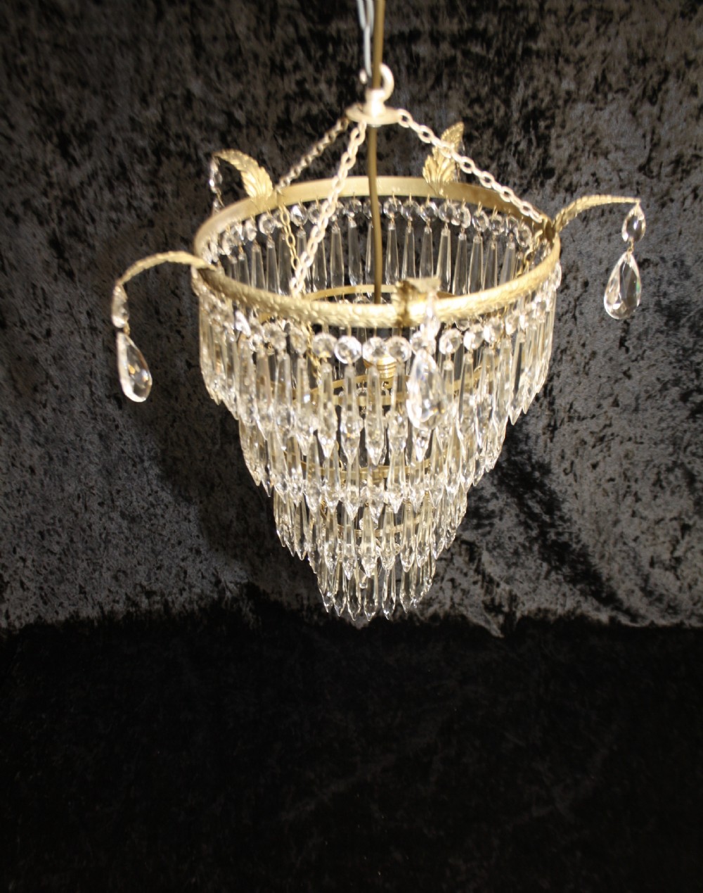 Early 20th century large four tier spike chandelier View II
