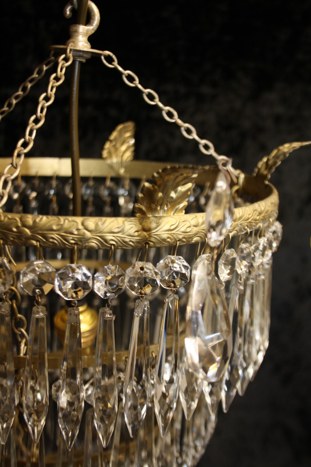 Early 20th century large four tier spike chandelier View IV