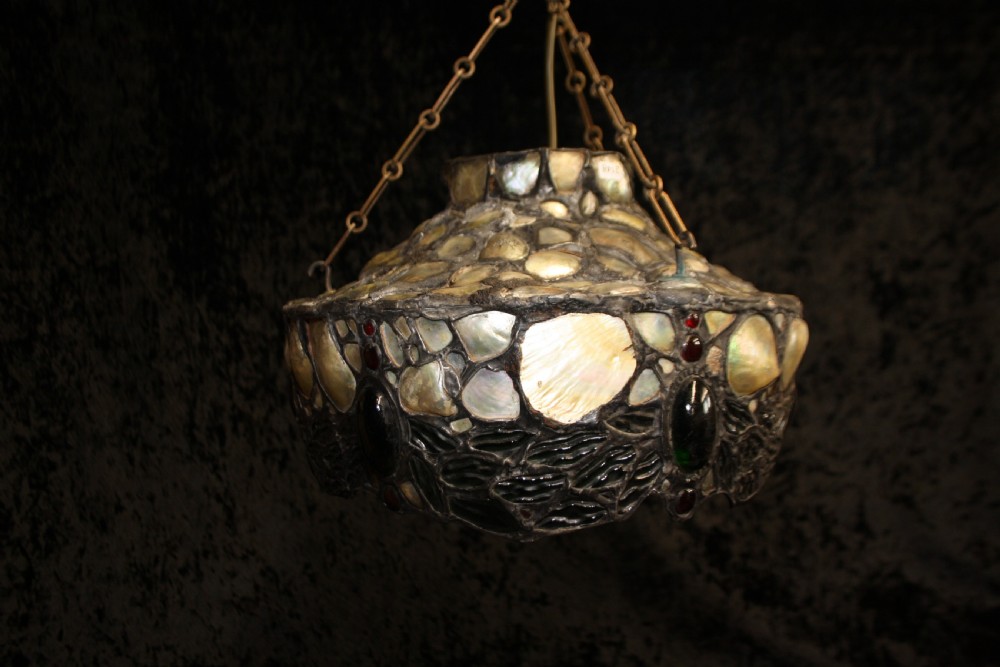 Ceiling light made out of shells and glass circa 1900