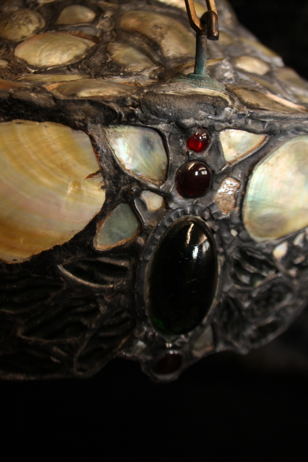 Ceiling light made out of shells and glass circa 1900 View II