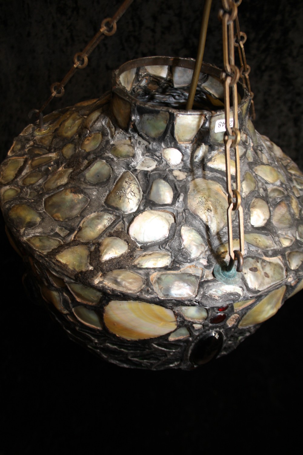 Ceiling light made out of shells and glass circa 1900 View III