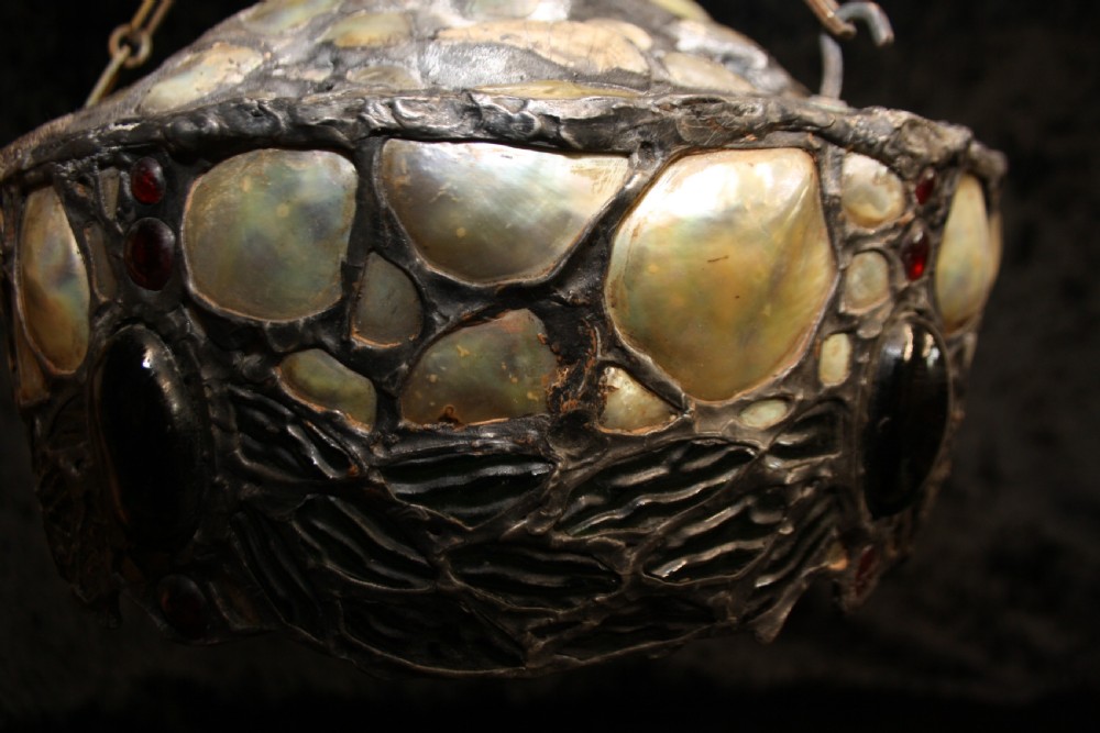 Ceiling light made out of shells and glass circa 1900 View IV