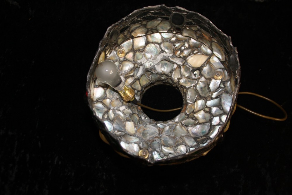 Ceiling light made out of shells and glass circa 1900 View V