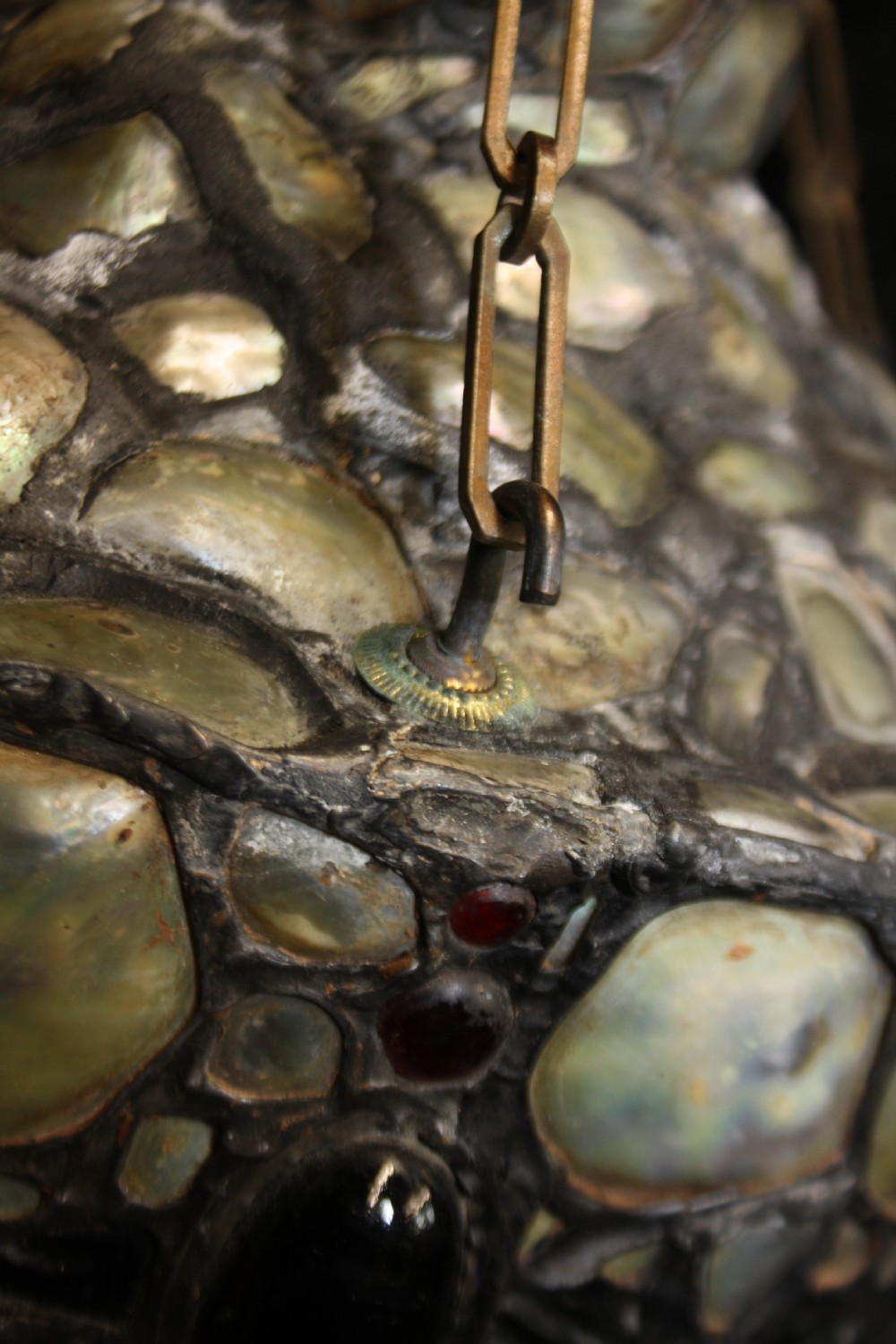 Ceiling light made out of shells and glass circa 1900 View VI