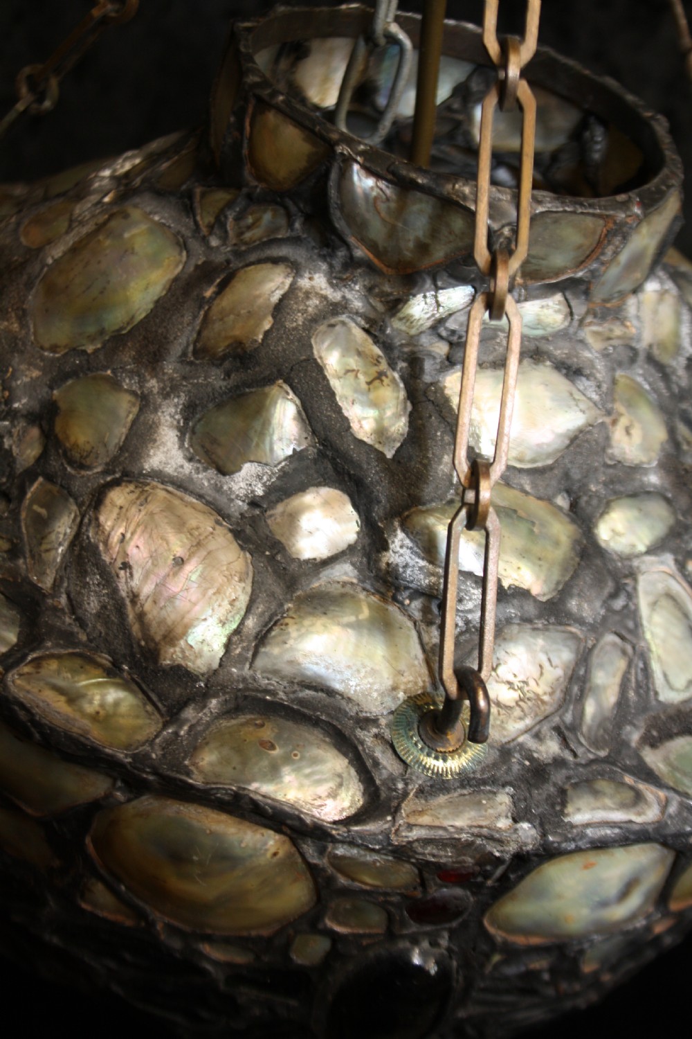 Ceiling light made out of shells and glass circa 1900 View VII