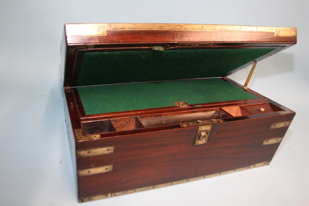 Georgian brassbound mahogany writing slope View X
