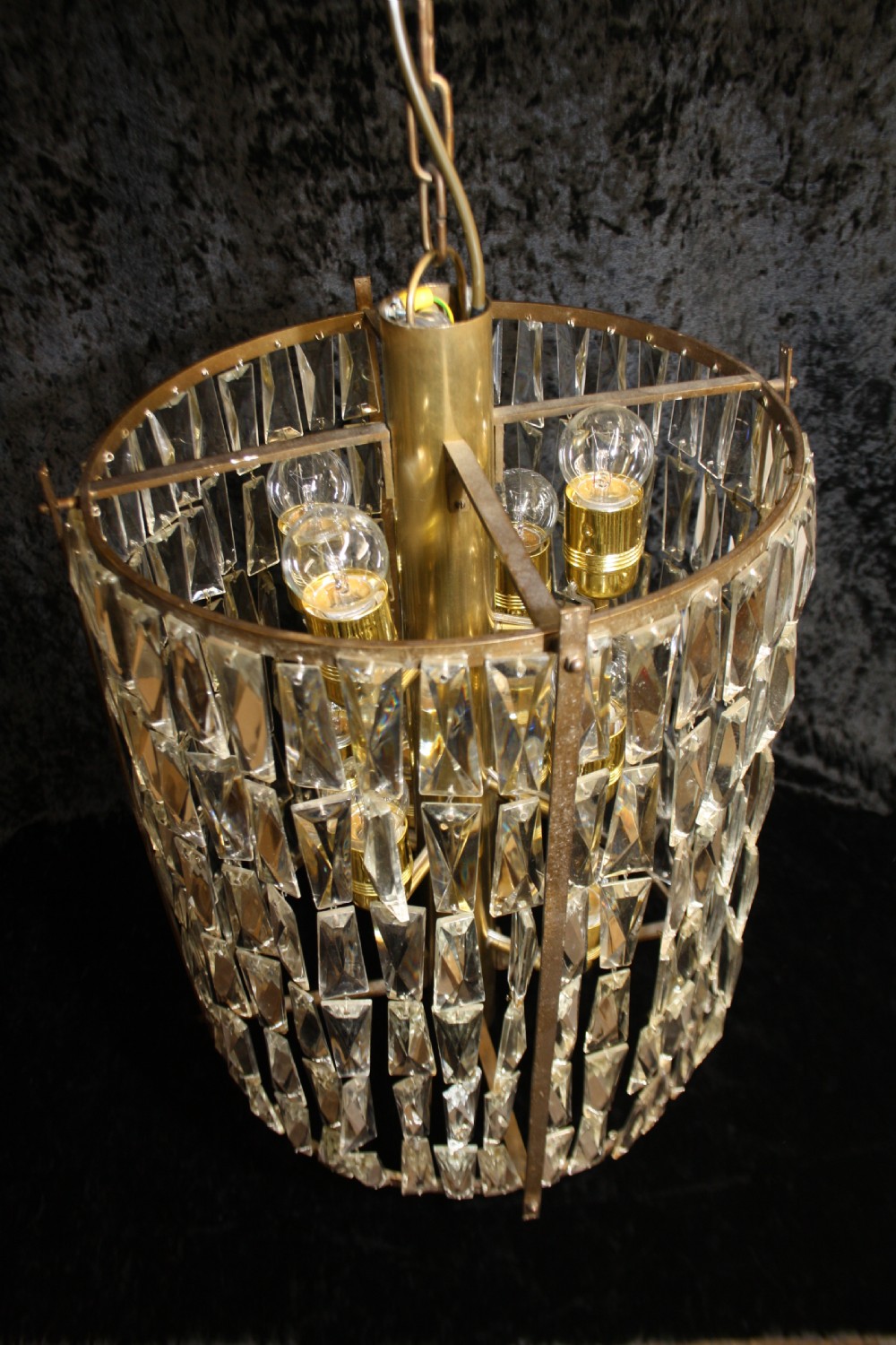 Early 20th century tall Art deco tubular prism chandelier View II