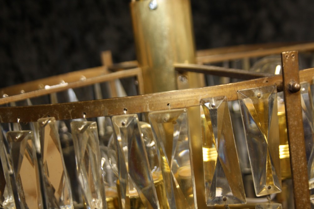 Early 20th century tall Art deco tubular prism chandelier View IV