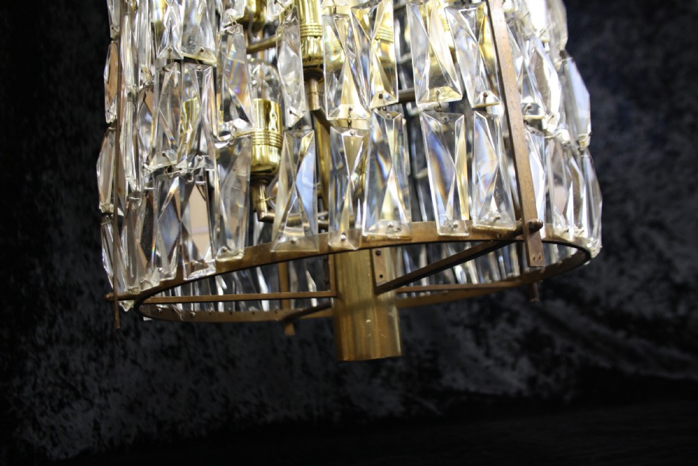 Early 20th century tall Art deco tubular prism chandelier View V