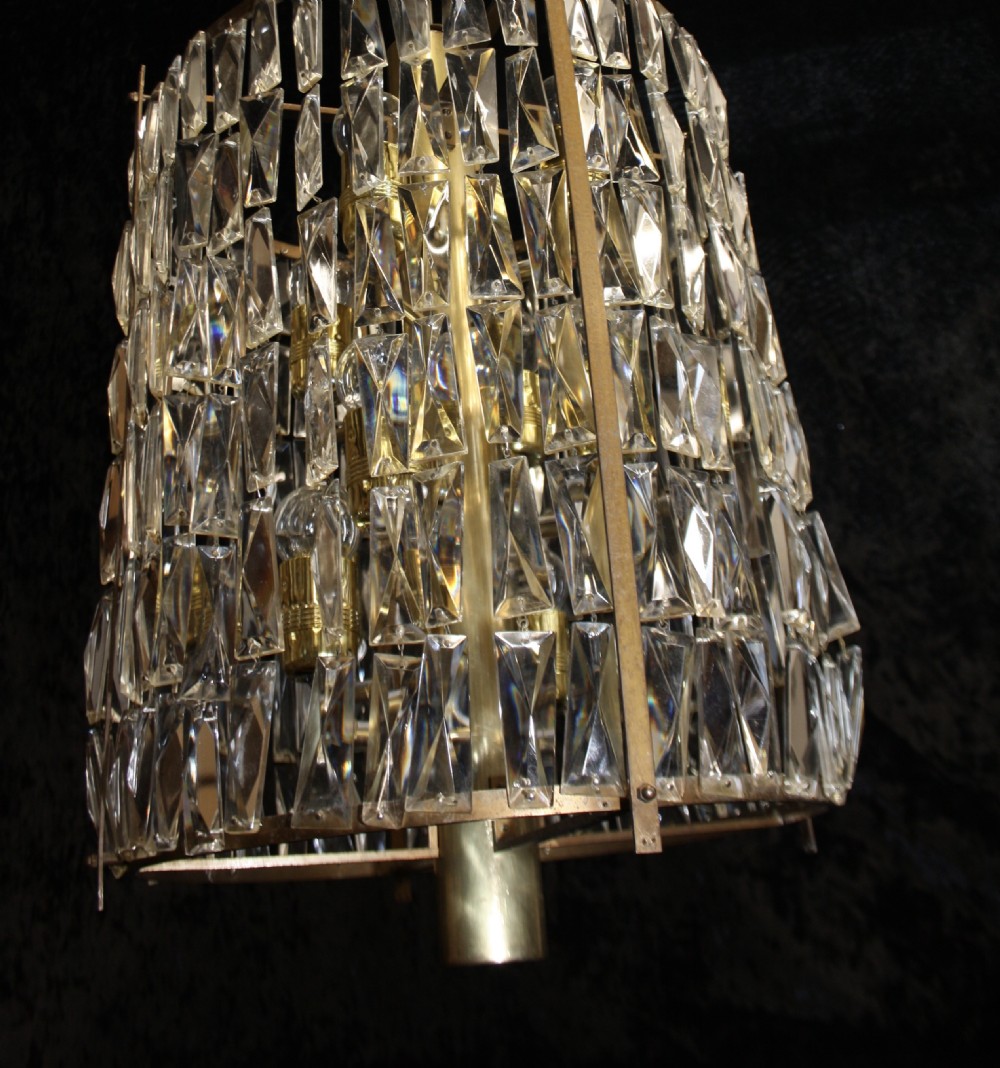 Early 20th century tall Art deco tubular prism chandelier View VII