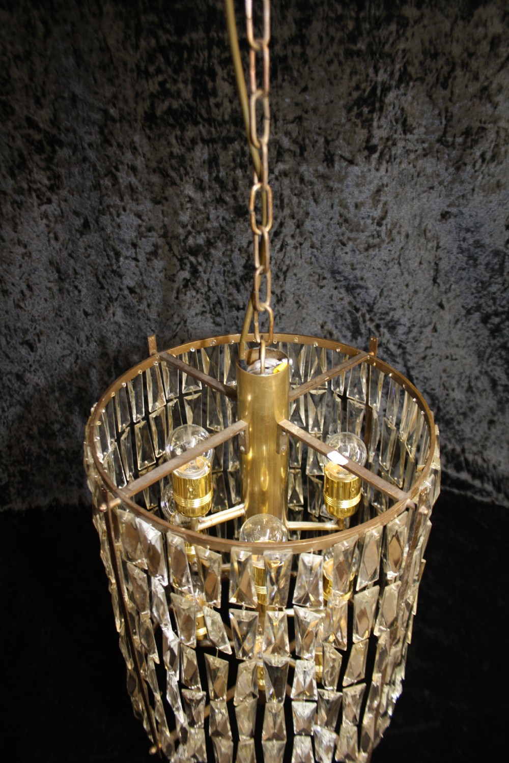 Early 20th century tall Art deco tubular prism chandelier View IX