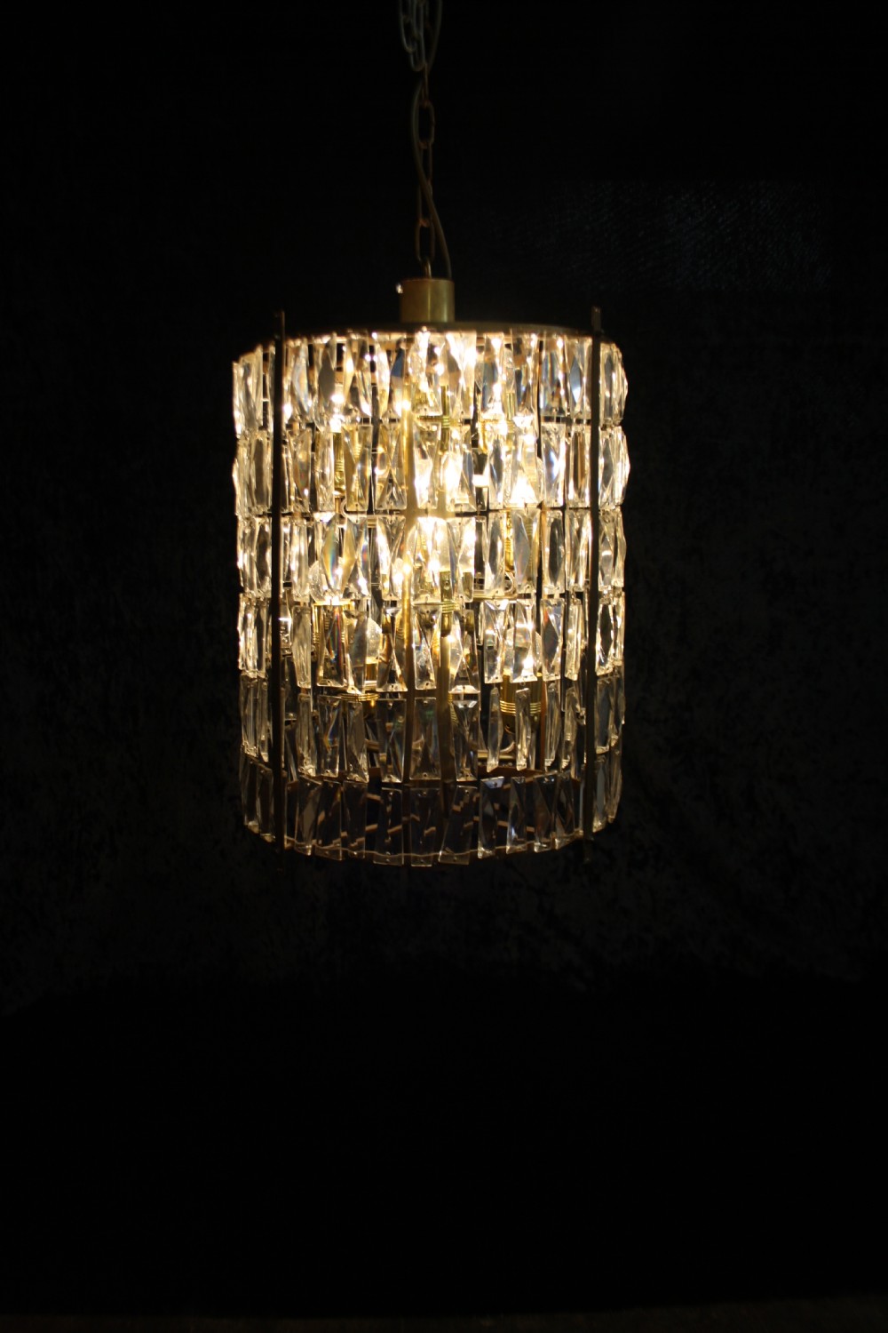 Early 20th century tall Art deco tubular prism chandelier View X