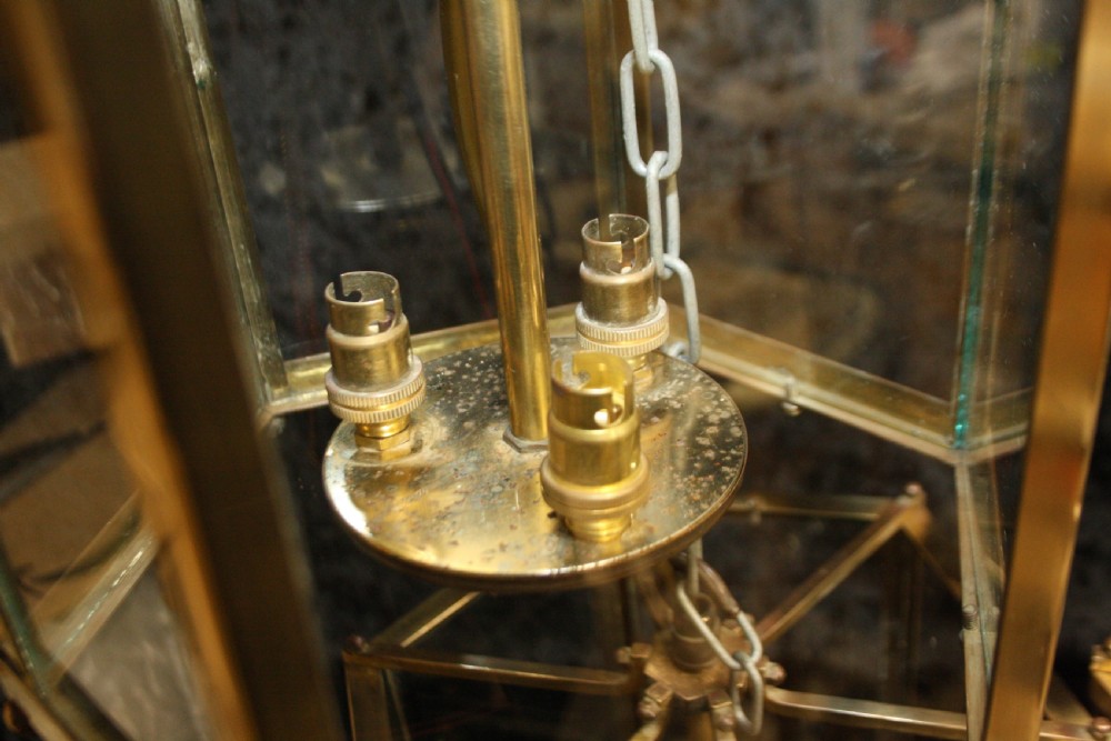 Four Early 20th century hexagonal hall lights (can sell in pairs) View V