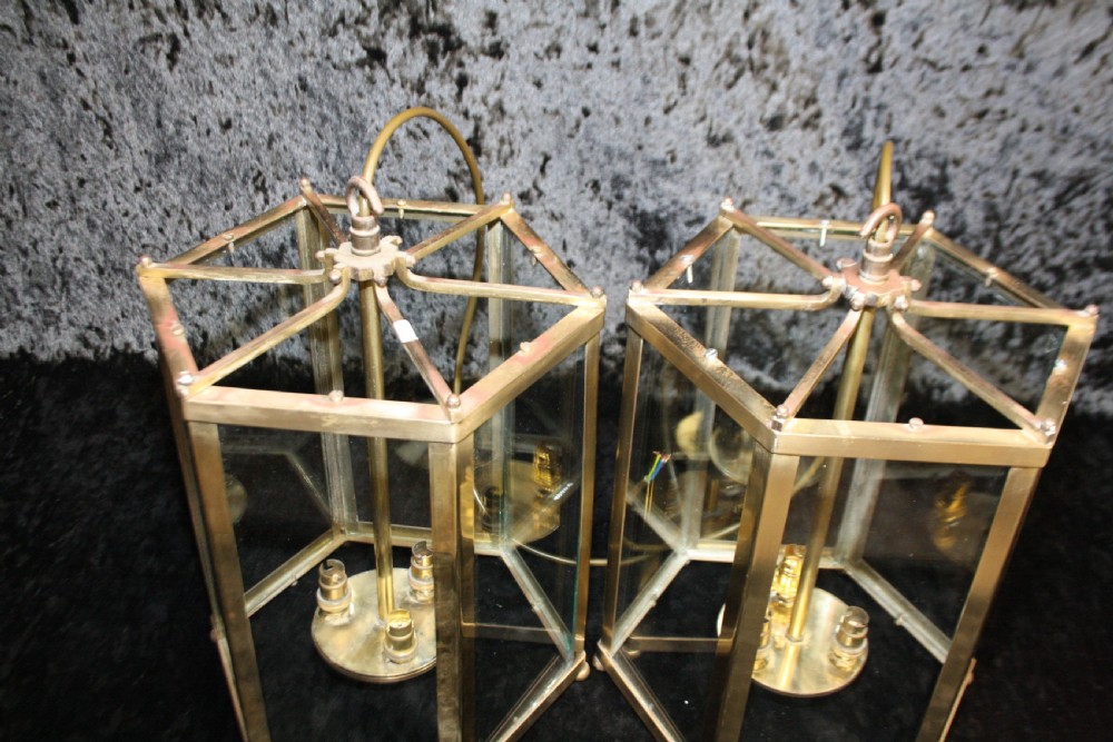Four Early 20th century hexagonal hall lights (can sell in pairs) View VIII