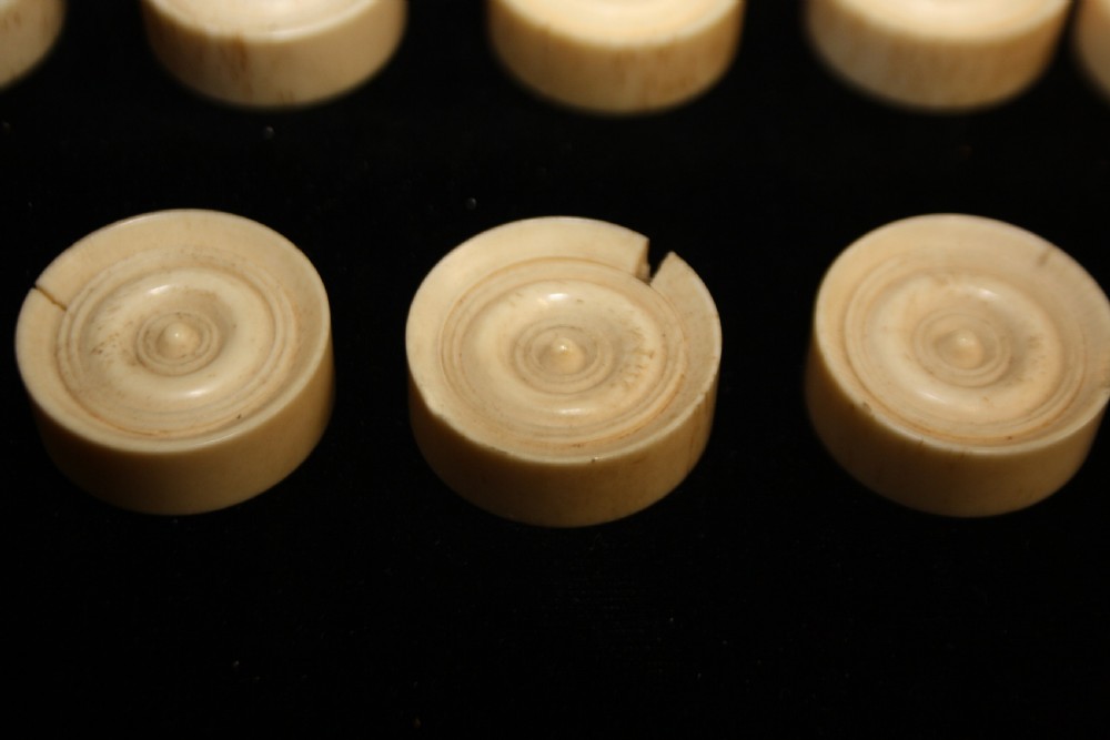 Late 19th century bone drafts set View VIII