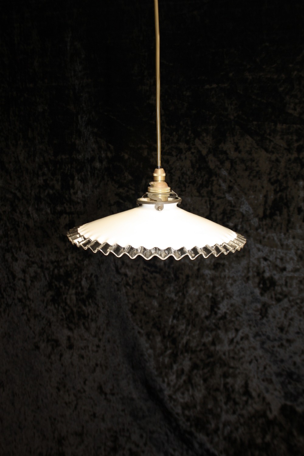 Early 20th century French glass ceiling light with frilly edge