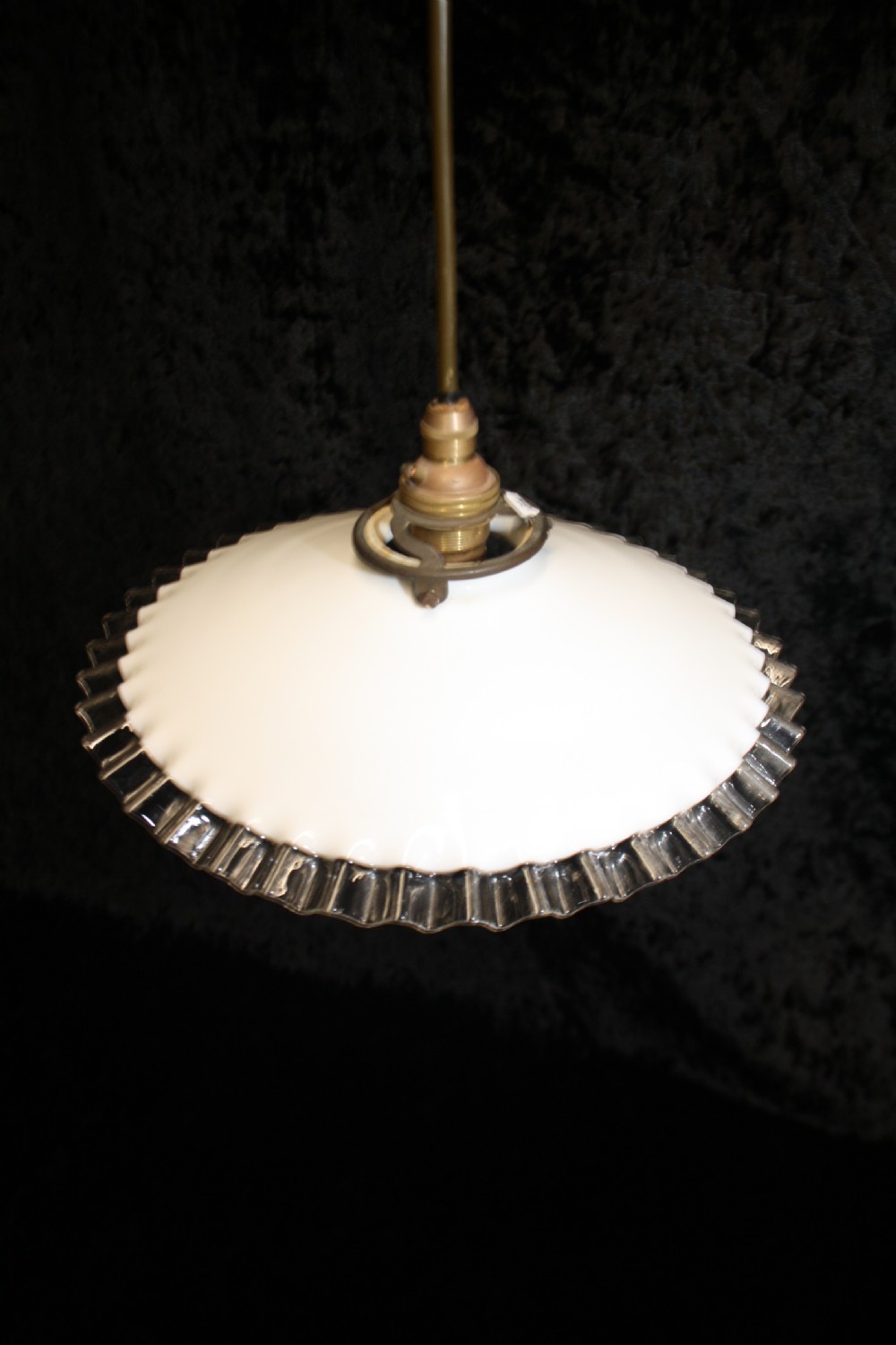 Early 20th century French glass ceiling light with frilly edge View II