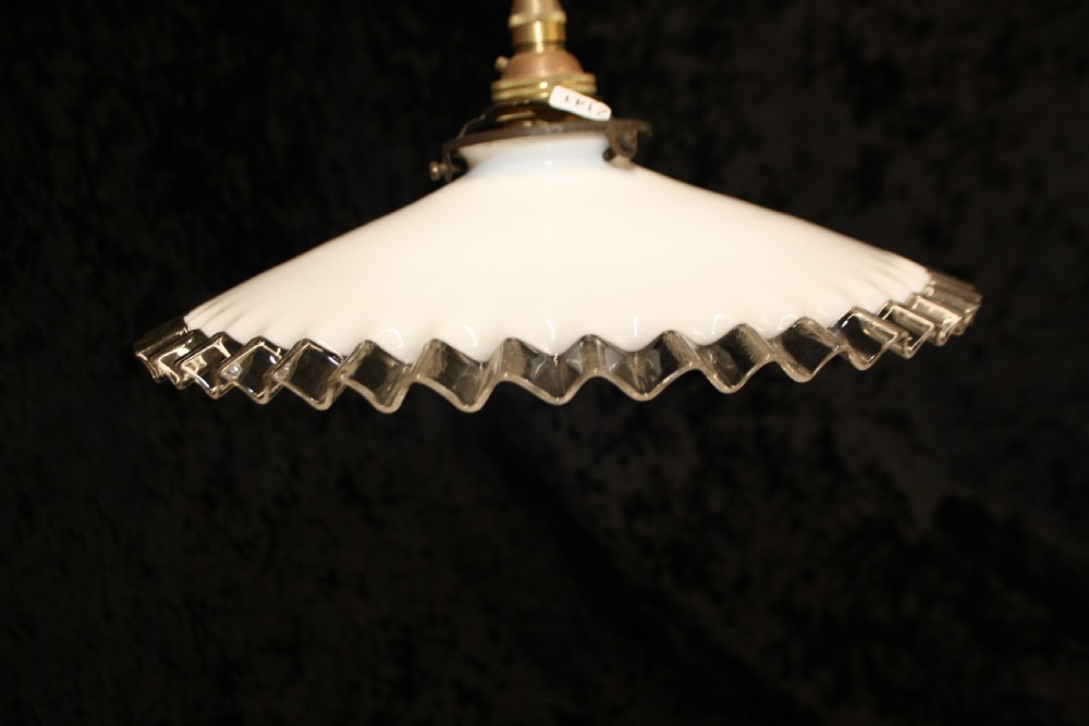 Early 20th century French glass ceiling light with frilly edge View V