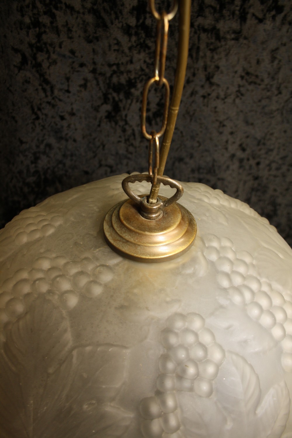 20th century glass ceiling light with moulded fruit View II