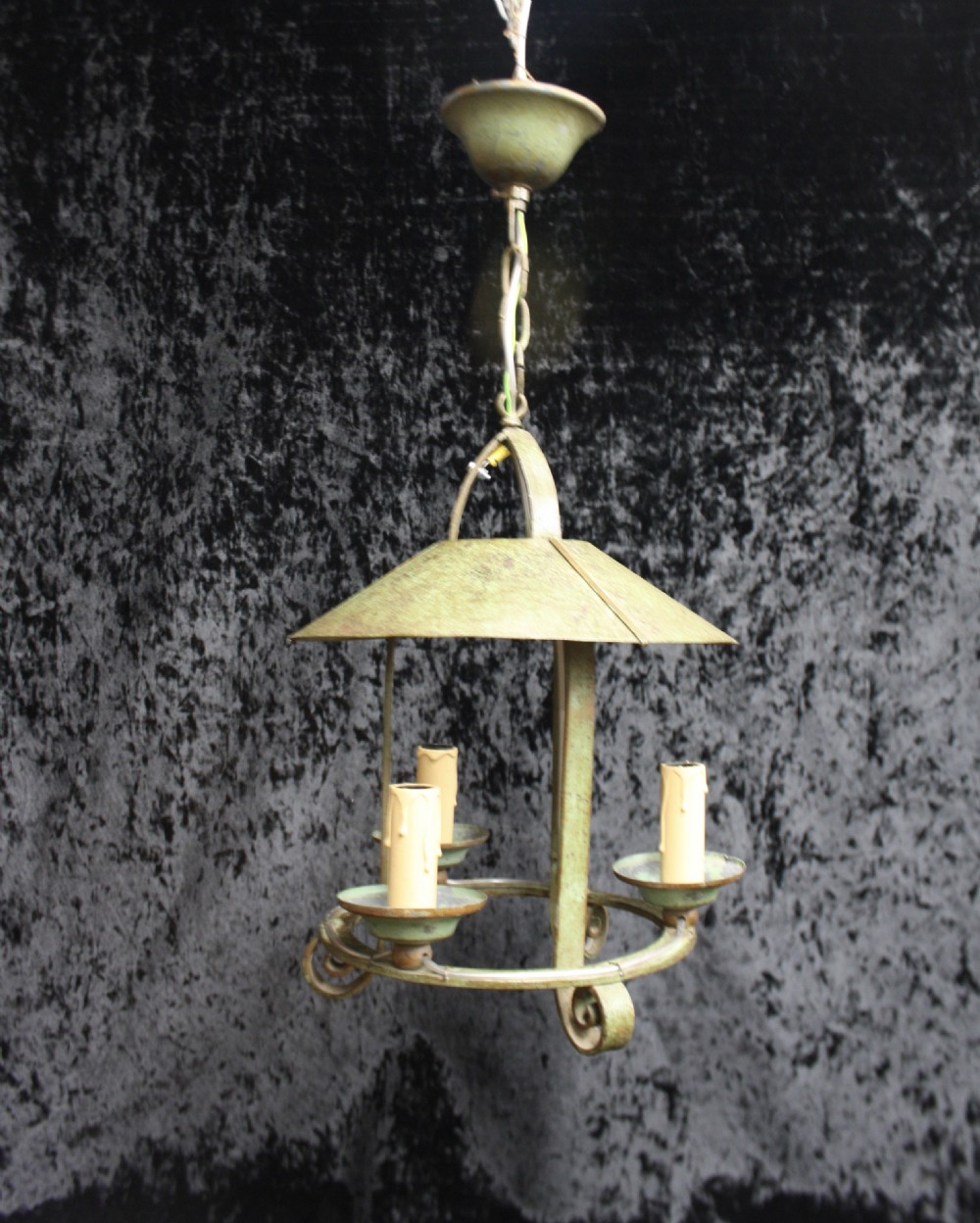 Early 20th century French metal lantern with 3 candles