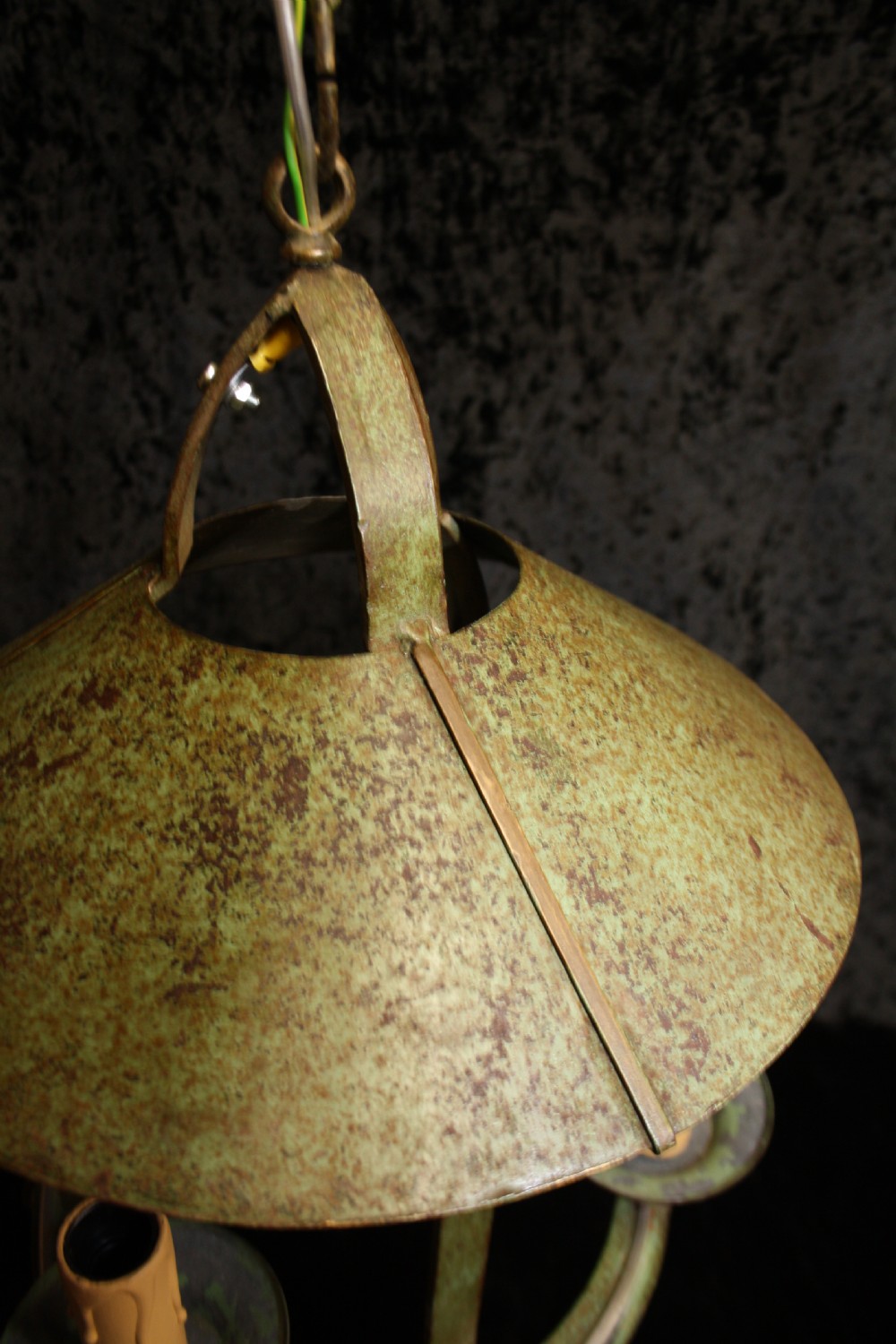 Early 20th century French metal lantern with 3 candles View IV