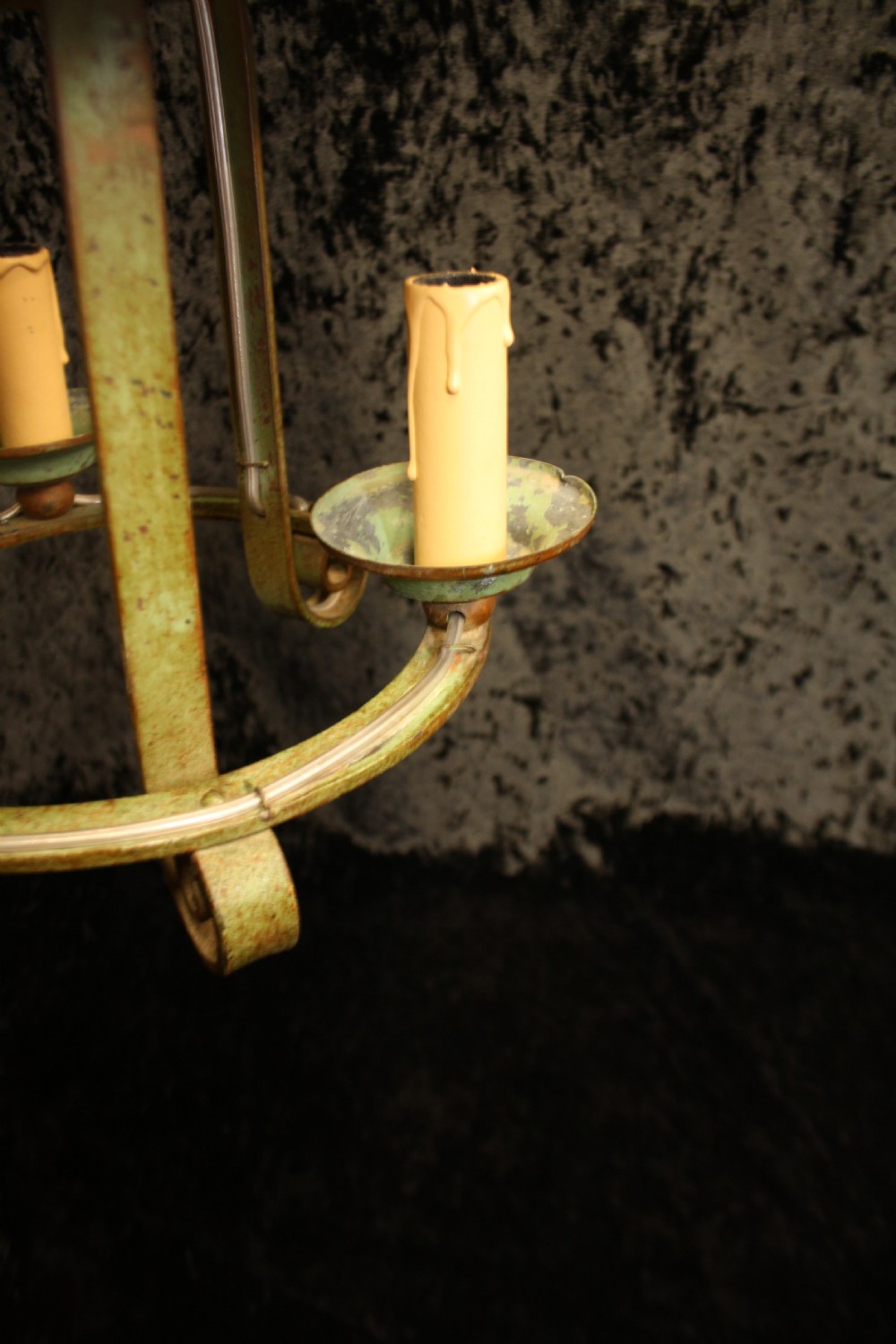 Early 20th century French metal lantern with 3 candles View V