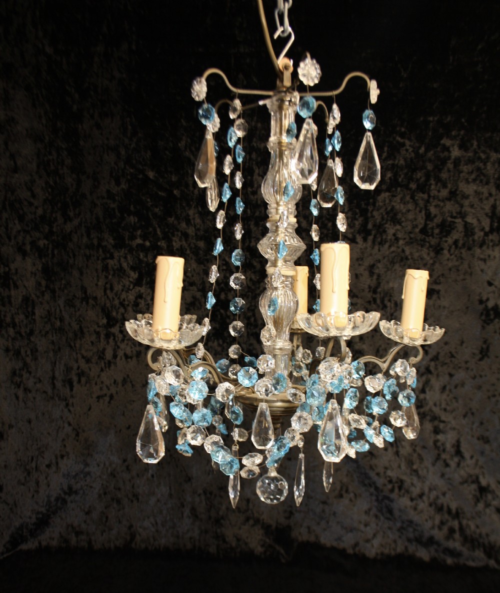 French chandelier with blue drips