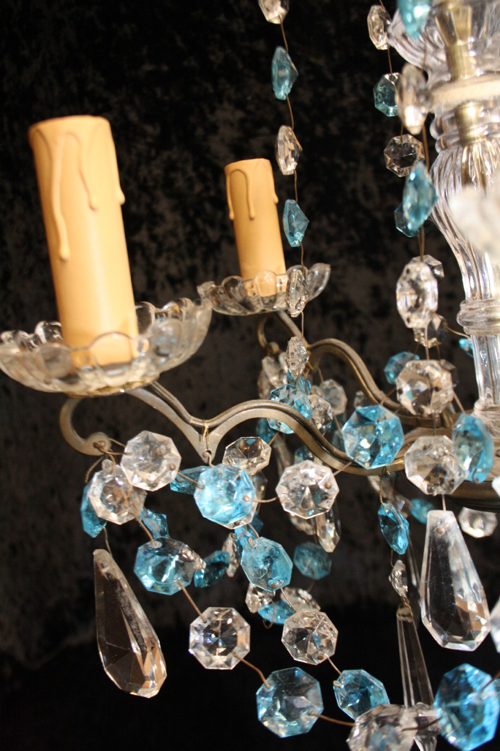 French chandelier with blue drips View IV