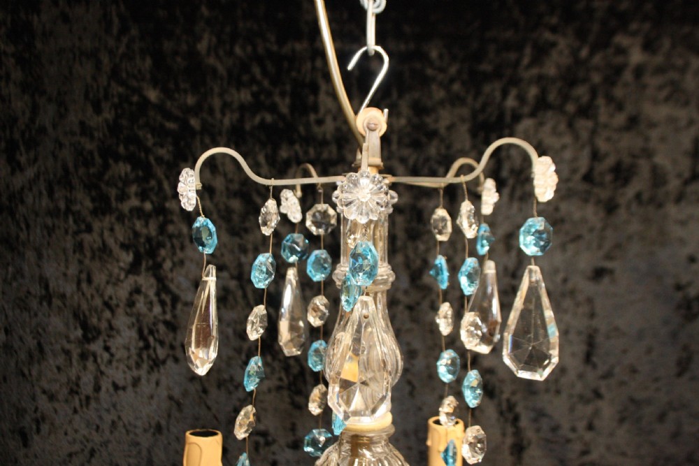 French chandelier with blue drips View V
