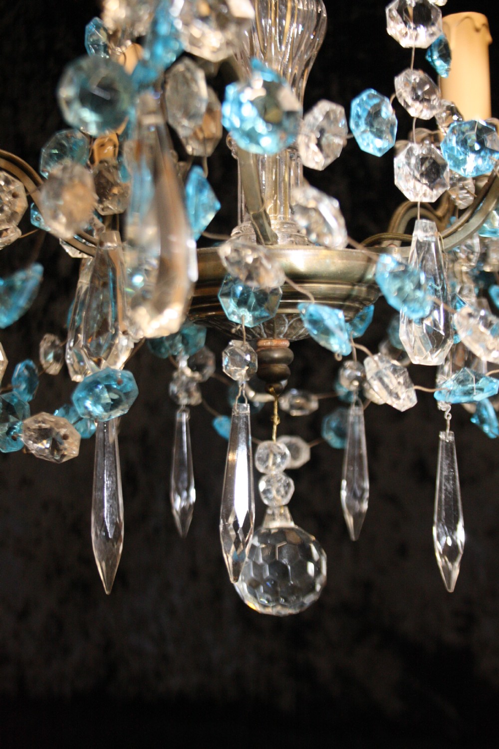 French chandelier with blue drips View VI