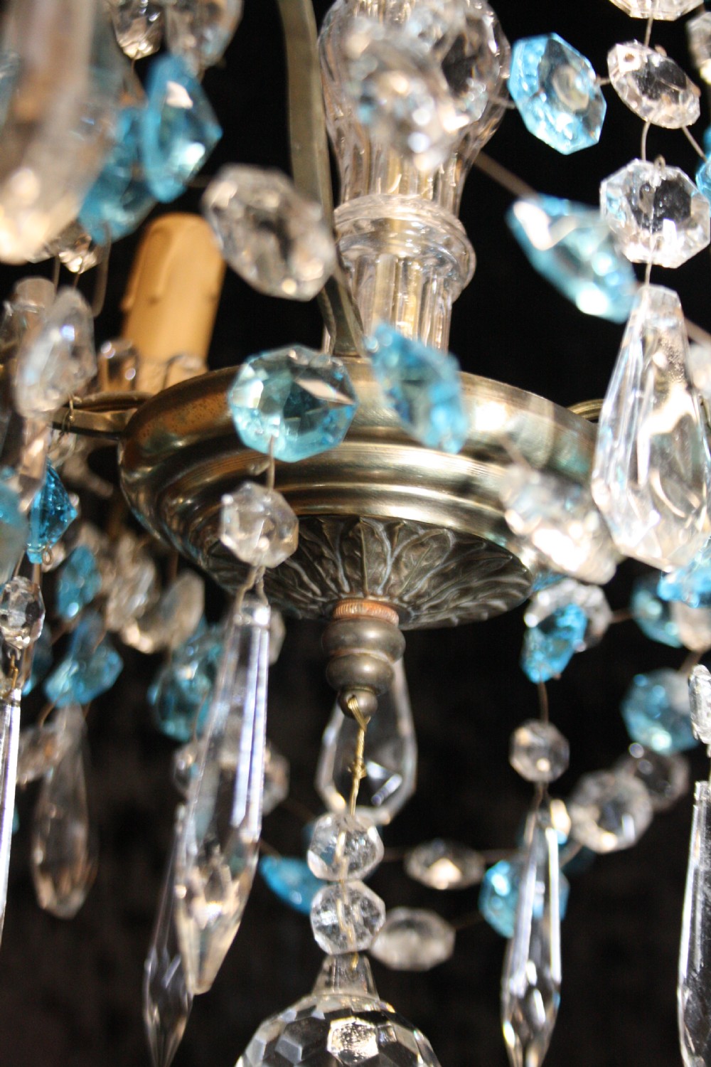 French chandelier with blue drips View VII