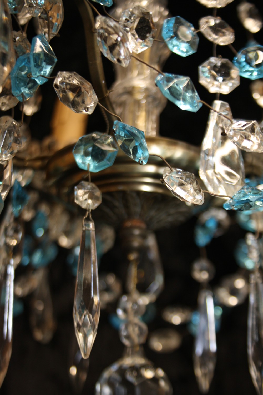 French chandelier with blue drips View VIII