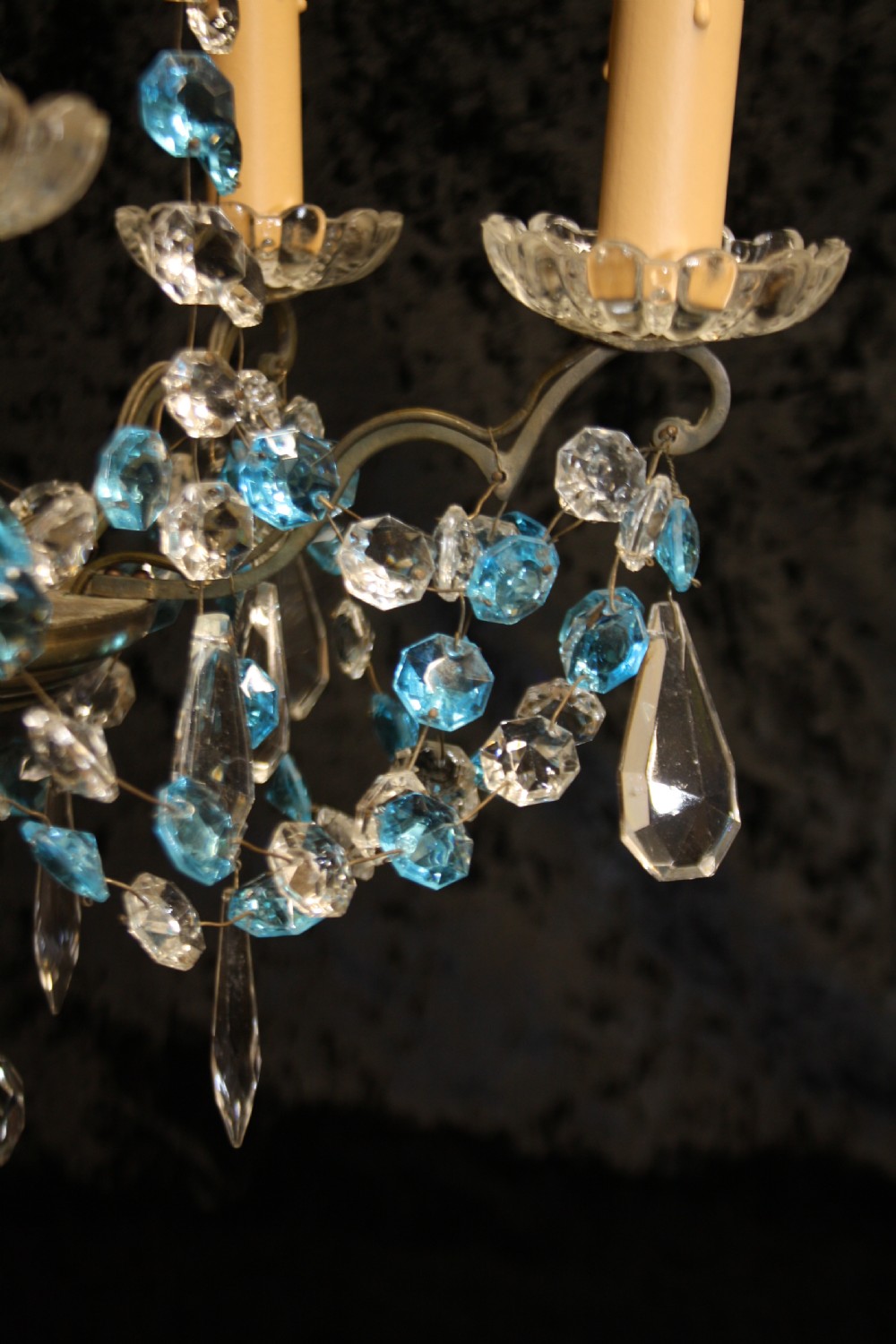 French chandelier with blue drips View IX