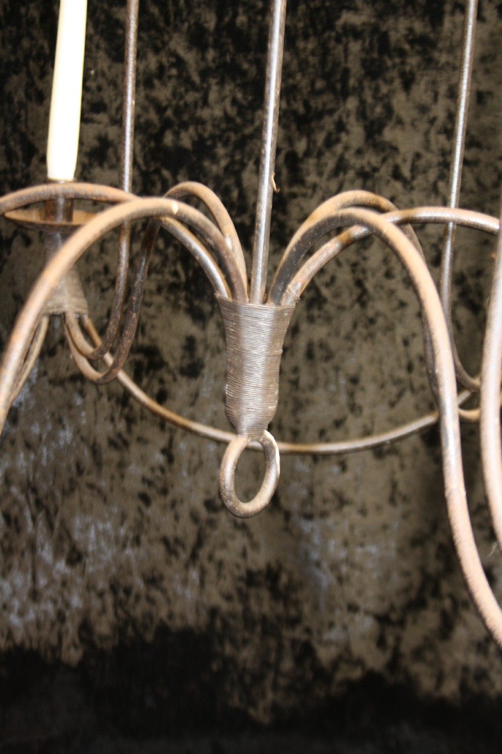 Late 19th-century French iron chandelier for candles View VI