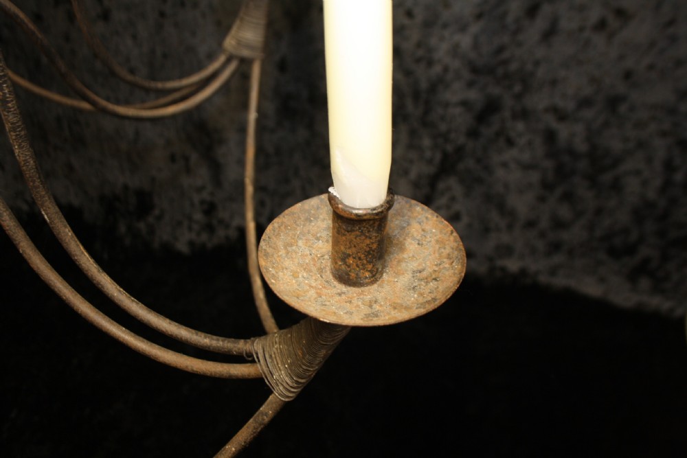 Late 19th-century French iron chandelier for candles View X